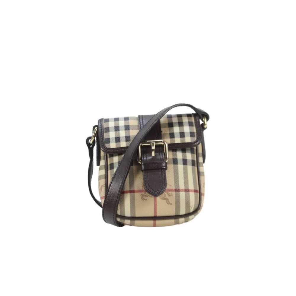 Burberry Womens Haymarket Check Print Snap Closure Crossbody Handbag Beige